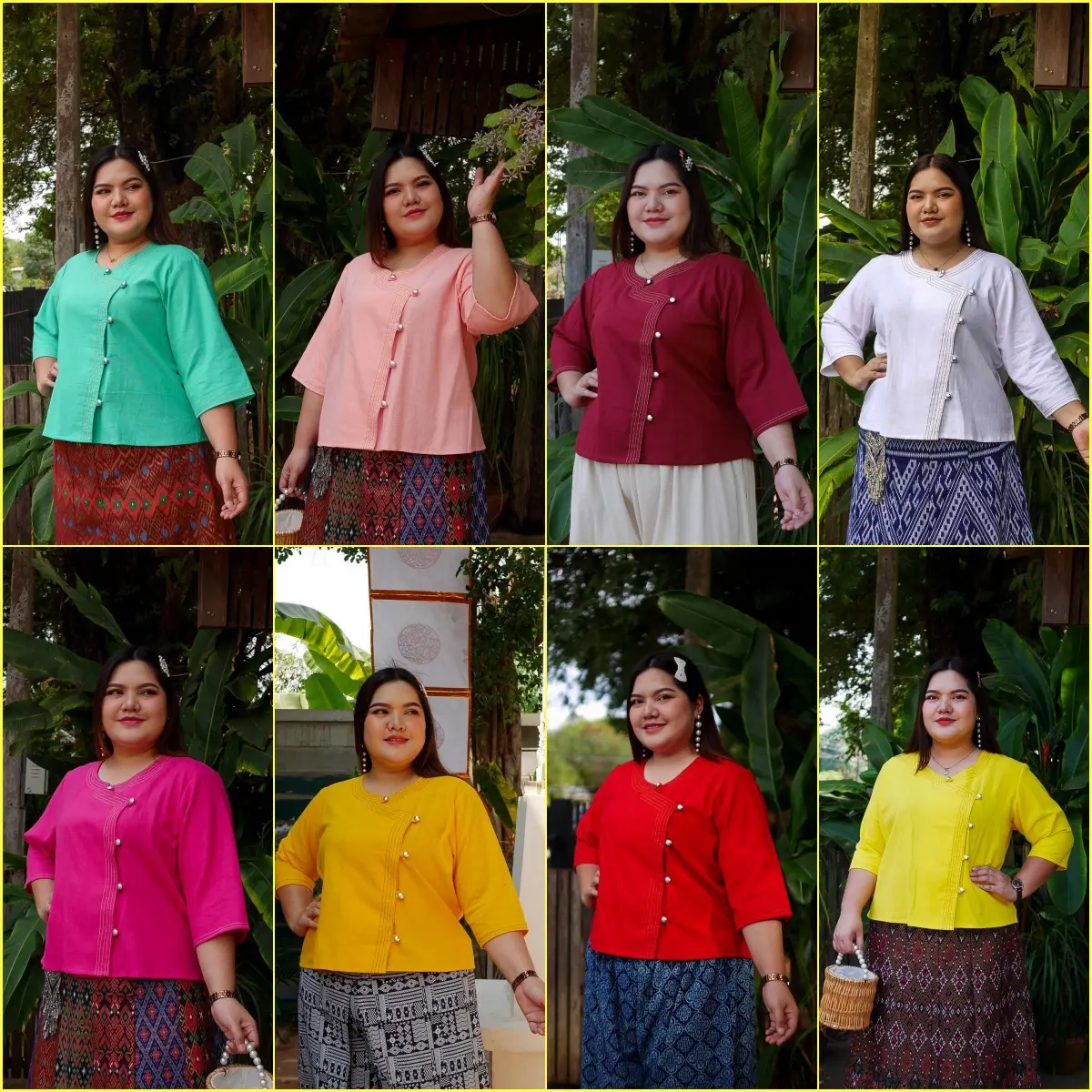 เสื้อไทยญวน อก 46 48 50 52 54 56 58 60 62 64" เสื้อพื้นเมืองไซส์ใหญ่ เสื้อผ้าฝ้ายคนอวบอ้วน