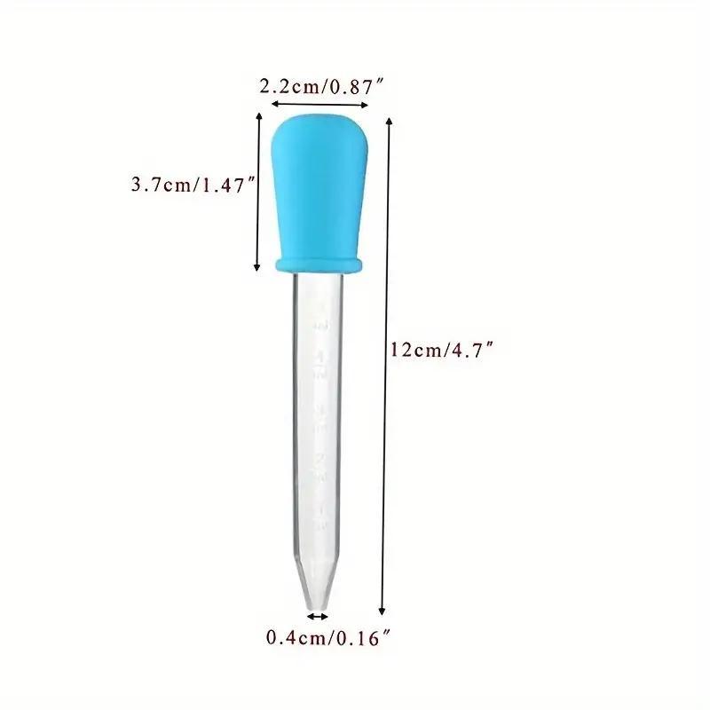 Product Introduction of Random Color Silicone Liquid Dropper, 5 Counts Liquid Transfer Dropper, Anti Choking Eating Medicine Dropper for Indoor & Outdoor, Glass Pipette 2