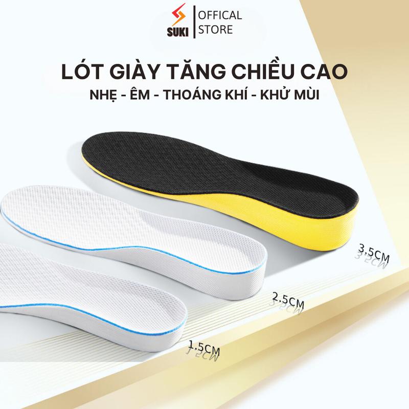 Cặp lót giày tăng chiều cao cao su độn đế tăng 1.5cm 2.5cm 3.5cm nguyên bàn chân - khử mùi thoáng khí chống hôi chân