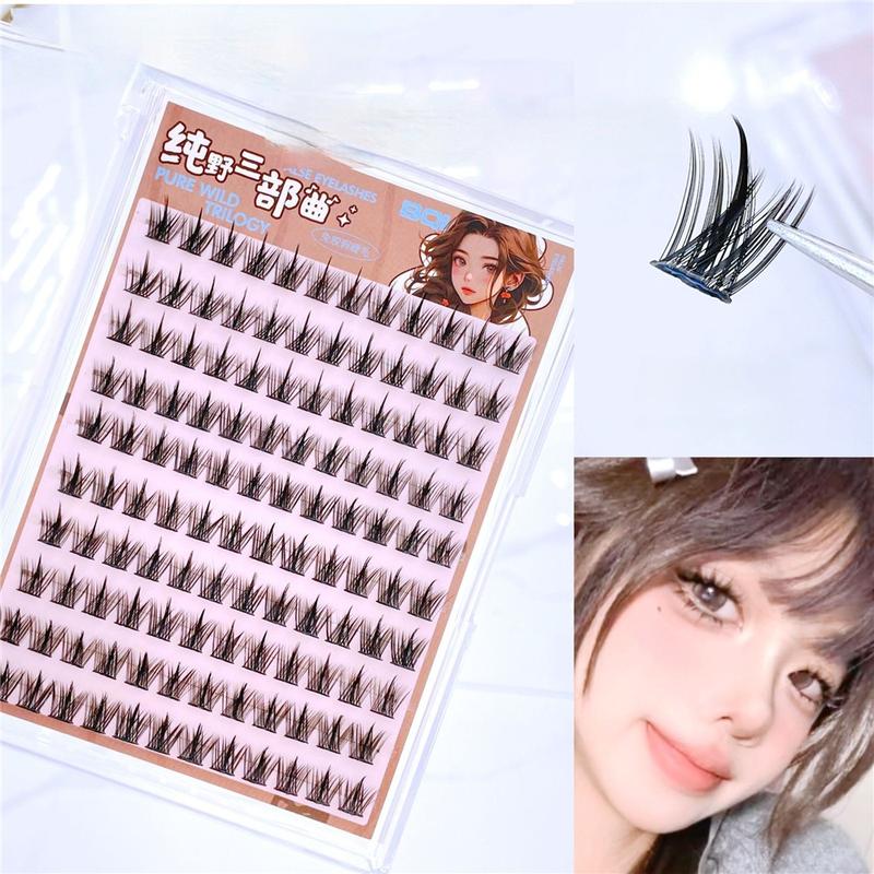 Ultimate Lash Kit 💫 BQI 100-120 Cluster False Eyelashes | Self Adhesive Glue-Free Softer C Curl Baby Bend Trilogy Style Reusable【FREE GIFTS Tweezer 】 8