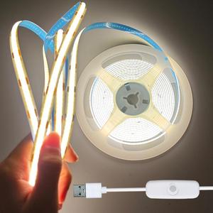 USB駆動のCOB LEDストリップライト、暖かいホワイトスイッチLEDストリップライト、ベッドルーム、キャビネットなどに適しています。