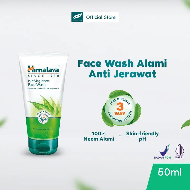Himalaya Purifying Neem Face Wash 50ml - Sabun Cuci Muka Untuk Jerawat Acne Skincare Berjerawat Facial Membersihkan Wajah 0
