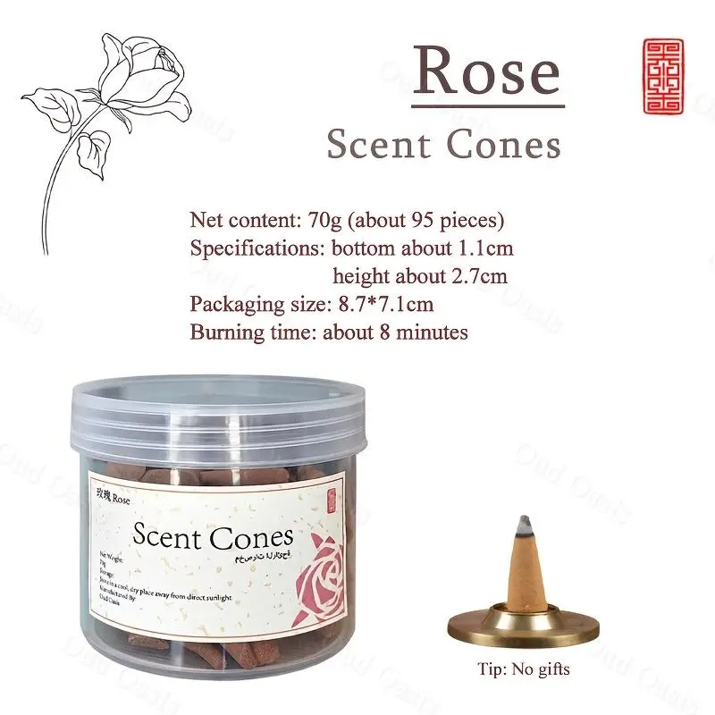 Agarwood Incense Cone, 1 Box 70g Natural Incense Cone, Tower Incense, Sandalwood, Jasmine, Rose, Osmanthus, Elegant Fragrance for Worshiping Buddha, Home Use, Scented 2