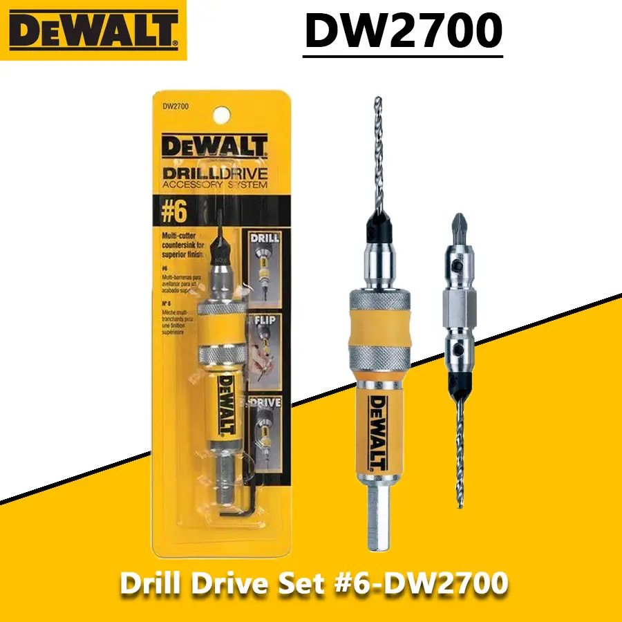 DEWALT DW2700 #6 Drill Drive Set Drill Flip Drive Complete Unit 2in1 Countersink Wood Drill Bit 6mm