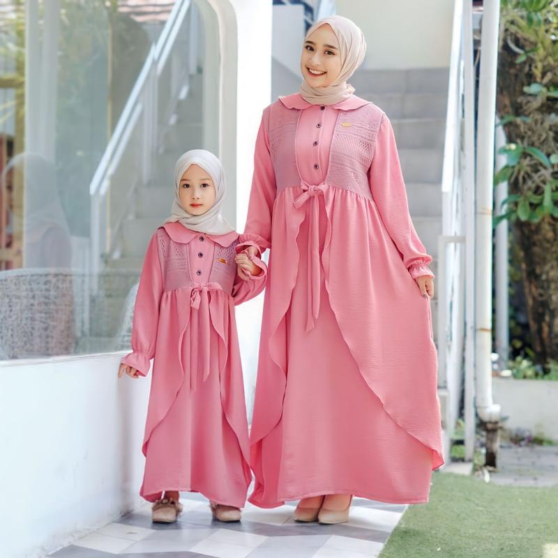 Inara Dress Couple Ibu & Anak - Terbaru - Termurah - Couple - Baju Gamis - Baju Anak - Crinkle - Brokat 6