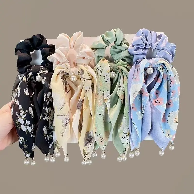 TD - SCRUNCHIE IKAT RAMBUT SYAL MUTIARA / KUNCIRAN RAMBUT SCARF FASHION KOREA / IKAT RAMBUT CEPOL ELASTIS 3