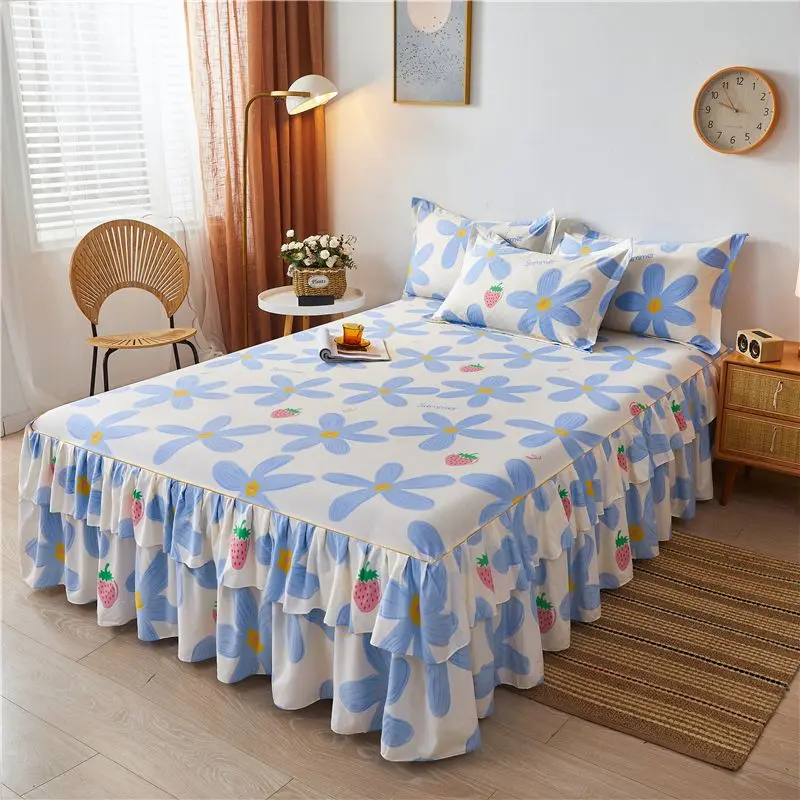 Váy Ga Trải Giường Công Chúa, Phong Cách Hàn Quốc, Cùng Mảnh, Chống Trượt, Chăn Ga Trải Giường Ren Hai Mặt, Thích Hợp Cho Tất Cả Các Mùa, Ss242024 7