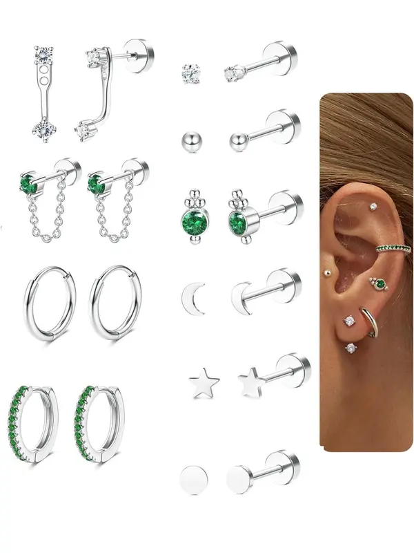 Elegant Mixed Rhinestone Decor Earrings Set, 2024 New Style Fashionable Earrings for Women & Girls, Trendy All-match & Exquisite Jewelry for Birthday Gift 4
