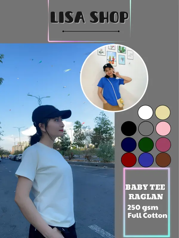 Áo babytee raglan cotton 250gsm chất cotton thấm hút, định lượng cân đối - Unisex 0