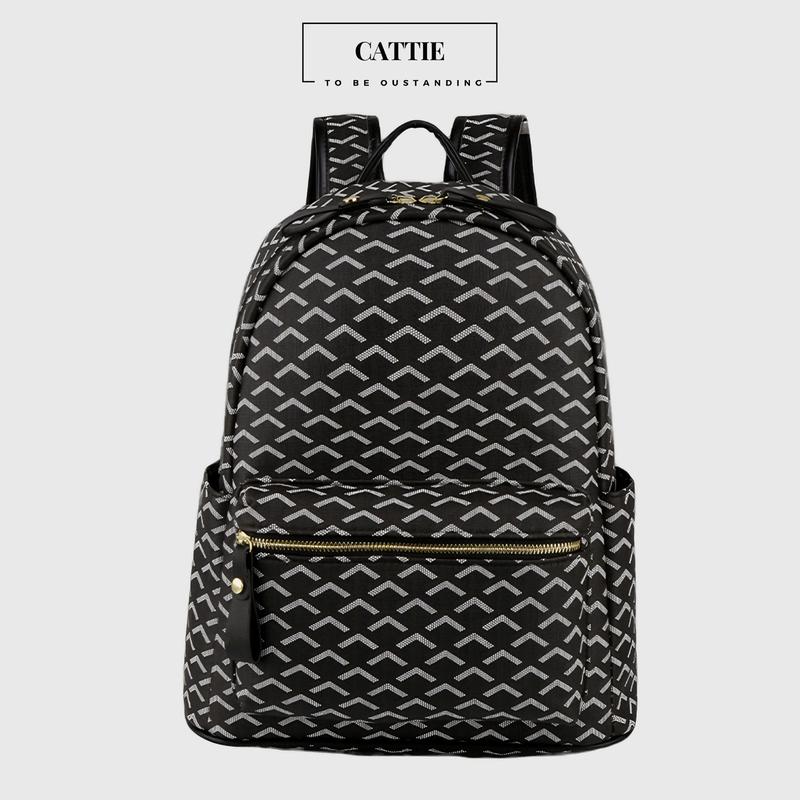 Balo Da Thời Trang Nam Nữ Balô da Lv Da Pu Cao Cấp Balo EDM Cặp Đi Học Đi Chơi Balo Đựng Laptop 14 Inch Bag Backpack Đeo Vai CATTIE CB019 Nhung Đồng Túi