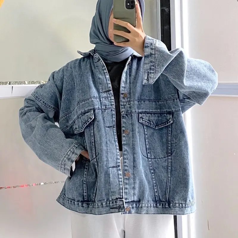 Orimoza Jaket Jeans Oversize Wanita Kancing Shop Tokopedia