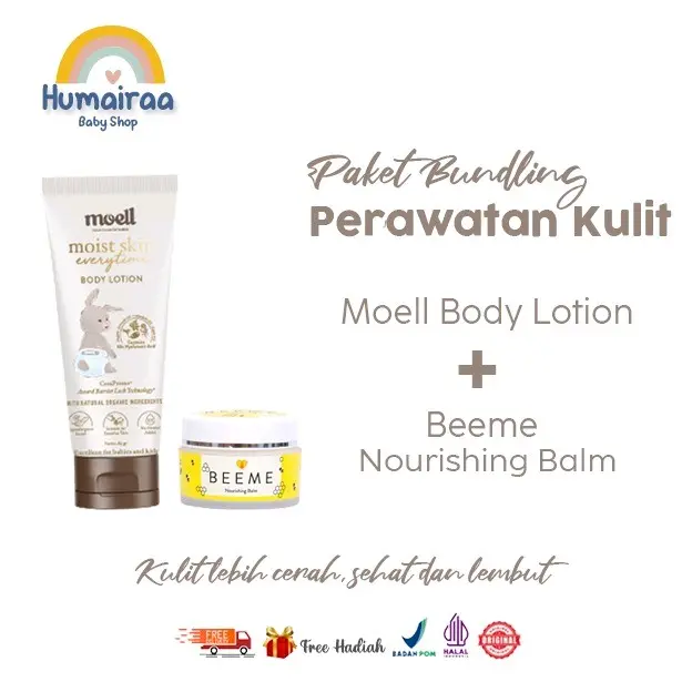 Bundling Moell Body Lotion dan Beeme Nourishing Balm 15gr Skincare Baby Newborn
