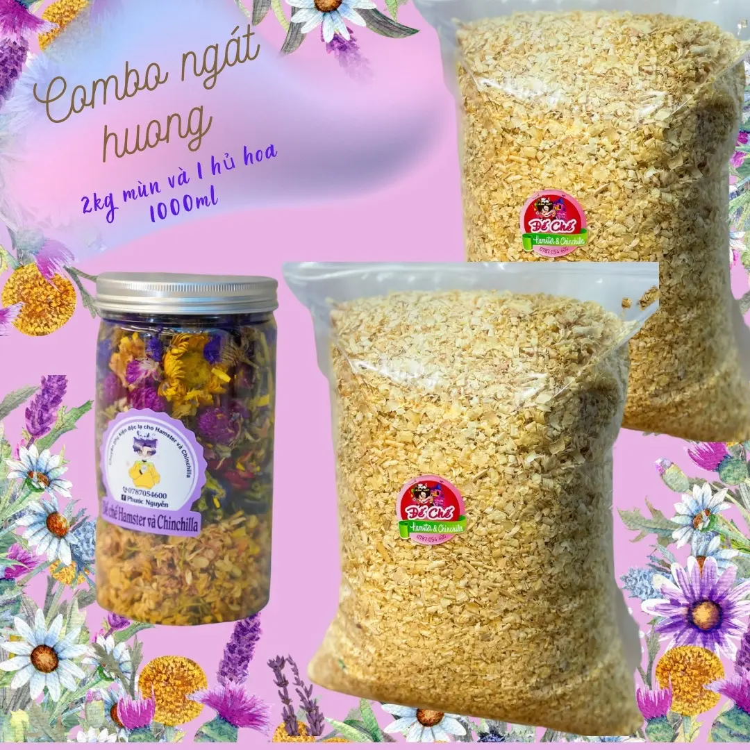 Combo 2kg mùn siêu sạch 1 hủ hoa cho hamster ( mảnh to )