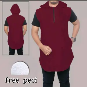 Jaket Sweater Hoodie Rompi Sholat Shalat Pria Polos Premium