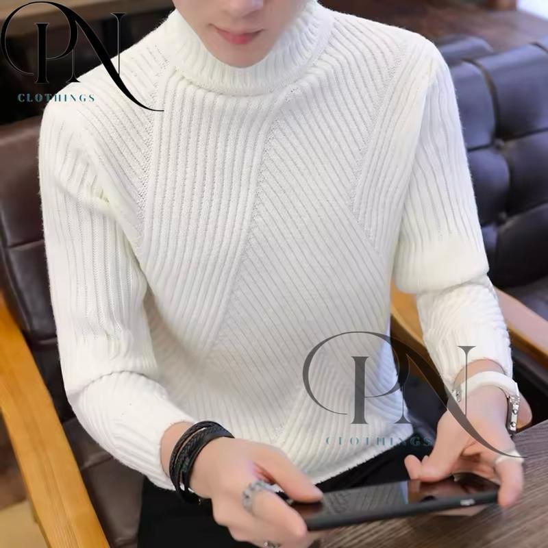 Áo len nam P&N cổ lọ vạt chéo chất liệu cotton dày dặn phong cách Hàn Quốc AL07 Menswear áo len áo len vặn thừng Nhung