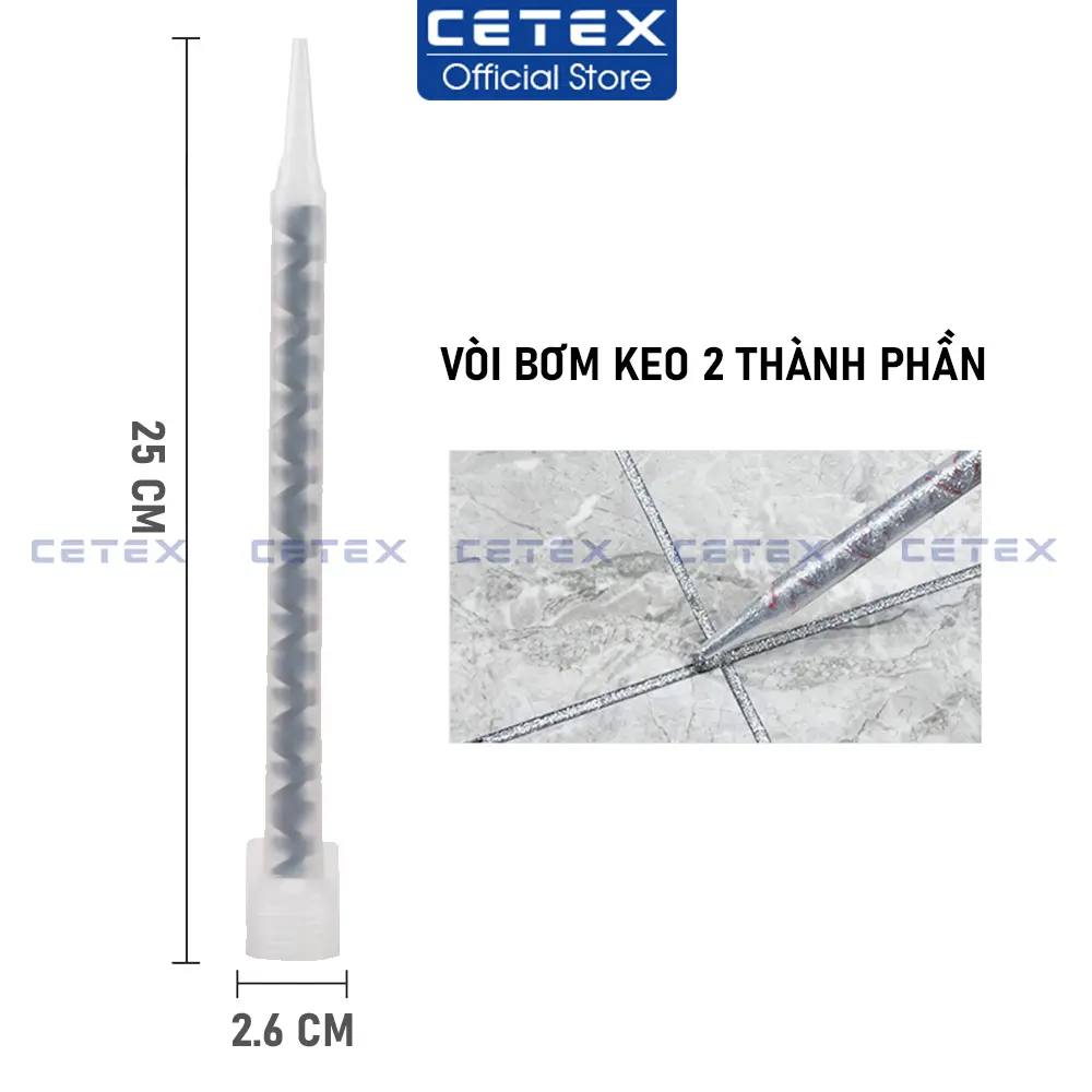 Vòi bơm keo chít mạch 2 thành phần, vòi bắn keo chà ron epoxy dung tích 400ml
