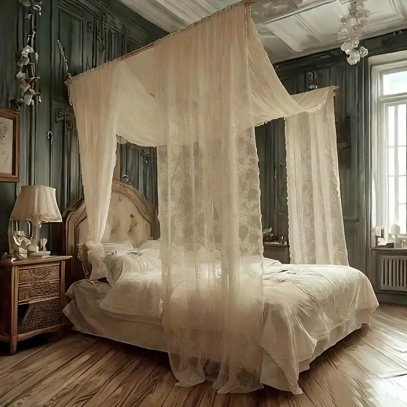 Bed Canopy, 1 Count Elegant Lace Bed Canopy, Bedding Accessories for Home Bedroom, Bedroom Accessories, Bedroom Decor, Frame Not Included 2