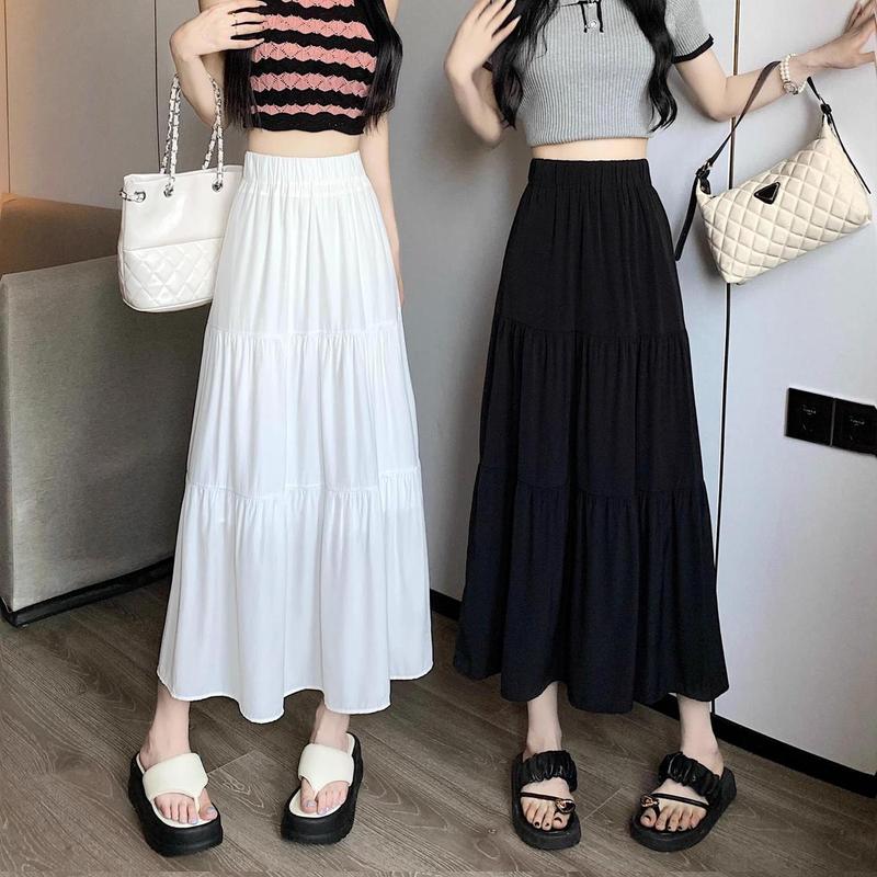 Product Introduction of White Cake Dress Skirt Women's Summer High Waist Pleated Skirt Mid-Length A- line Skirt Small Umbrella Skirt Pettiskirt A- line Skirt Girls' Dress 1