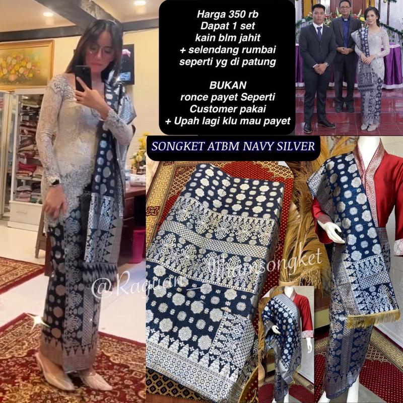 Songket Murah Biru Cantik Manis /Songket Atbm/ songket Tenun Mesin palembang Murah /ilham songket palembang 1