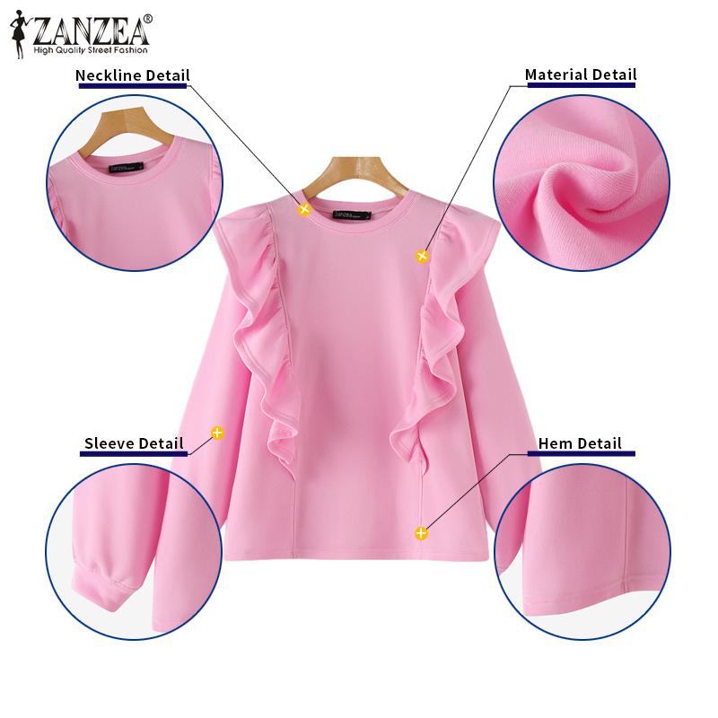 Product Introduction of ZANZEA Women Fashion Ladylike O Neck Pullover Full Sleeve Ruffled Edge Office Casual Sweatshirts * 43