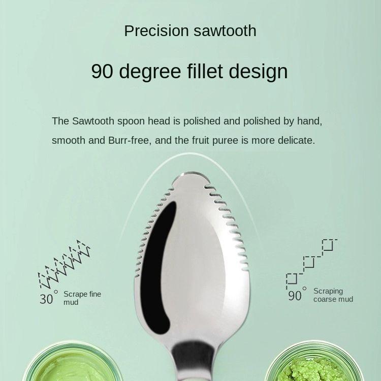 Double-Headed Mud Scraper Spoon Baby Food Supplement Baby 316 Stainless Steel Fruit Puree Spoon Silicone Spoon Feeding Mud Scraper Spoon 1