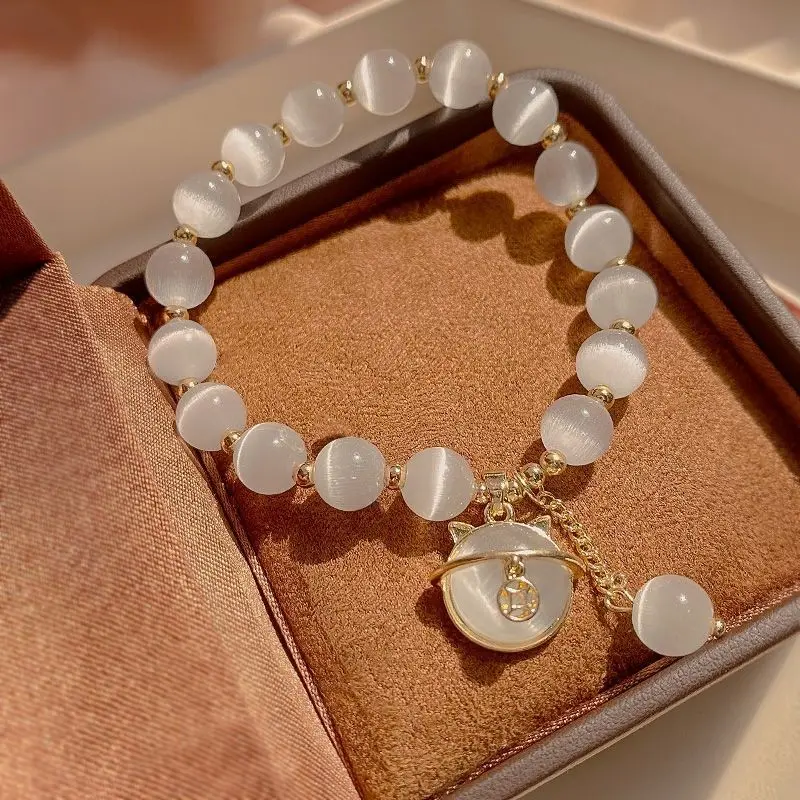 Cat's Eye Stone Cat Bracelet for Women 2023 New Ins Niche Design Gift for Girlfriends Lucky Cat