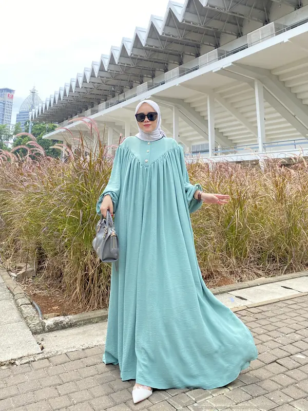 Gamis Abaya Jumbo Ld 130-140 Kualitas Butik Muslim Tangan Balon 4