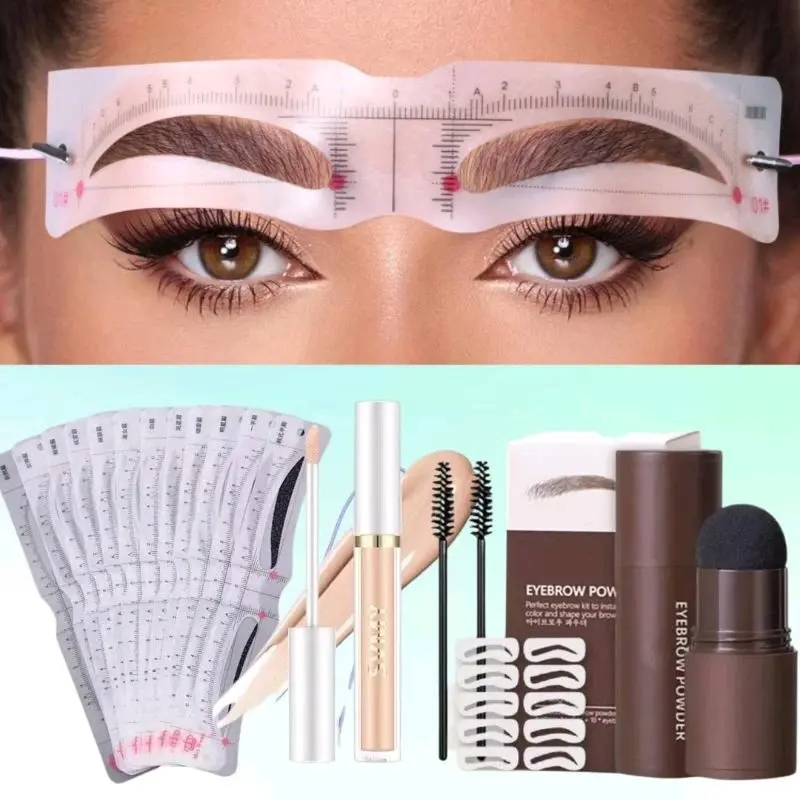 (bundling 3pics) Eyebrow powder, cetakan alis isi 12model+tali, concealer (paket ngalis hemat, lengkap) 1
