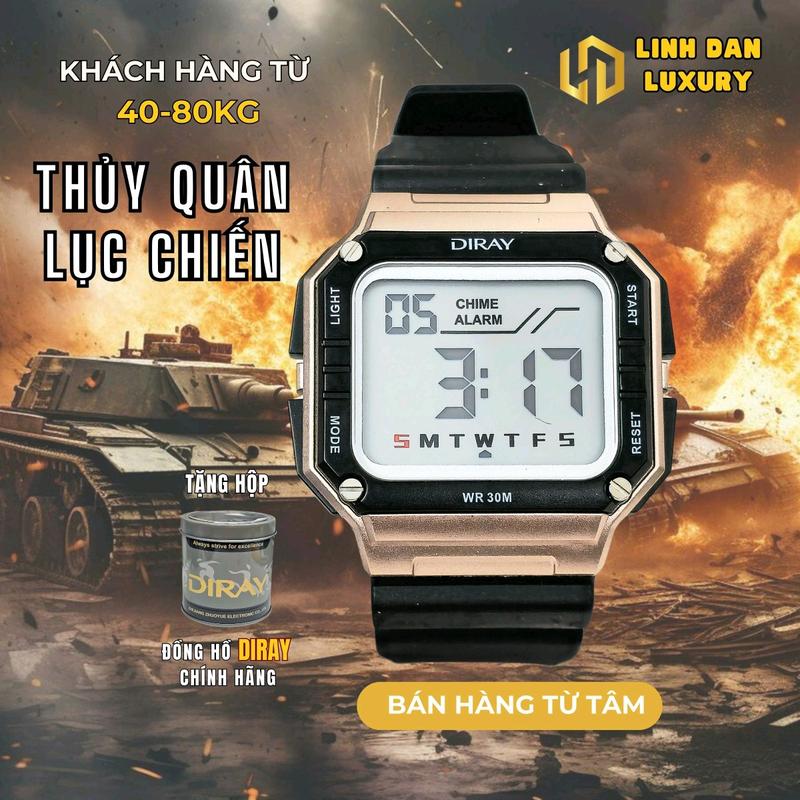 Đồng Hồ Nam Đẹp Thể Thao Thuỷ Quân Lục Chiến Học Sinh Cấp 2,3 , Sinh Viên Điện Tử Thể Thao Chính Hãng DIRAY 24103 Từ 40kg)-Đồng Hồ trẻ em ,  bé trai năng động, Đèn Led , chống nước 30 m Watch Đeo Tay Voi dongho thuy donghodientu