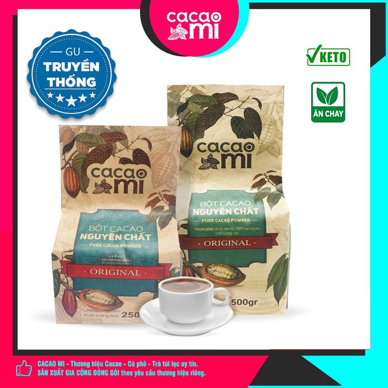 CacaoMi Bột cacao nguyên chất không đường không chứa sữa dòng Original gu truyền thống bơ cacao 8-11% chuyên quán Cà Phê pha chế đồ uống sô cô la cafe làm bánh sữa chua ăn chay ăn keto