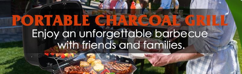 Product Introduction of Portable Charcoal BBQ Grill, Small Grills and Smokers, Folding Tabletop Grills, Camping, Patio, Backyard, Outdoor Cooking 1