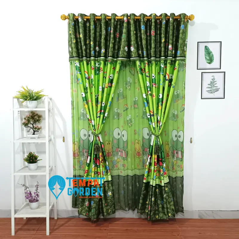 Tempat Gorden - Gorden Blackout Anak Motif Keroppi – Tirai Lucu untuk Jendela & Pintu | PROMO 0