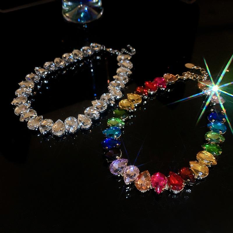Product Introduction of Vòng Cổ Choker Pha Lê, Thiết Kế Hình Giọt Nước Đầy Màu Sắc, Dành Cho Nữ, Vòng Cổ Dây Chuyền Xương Đòn Họa Tiết Trang Sức Bản To 5