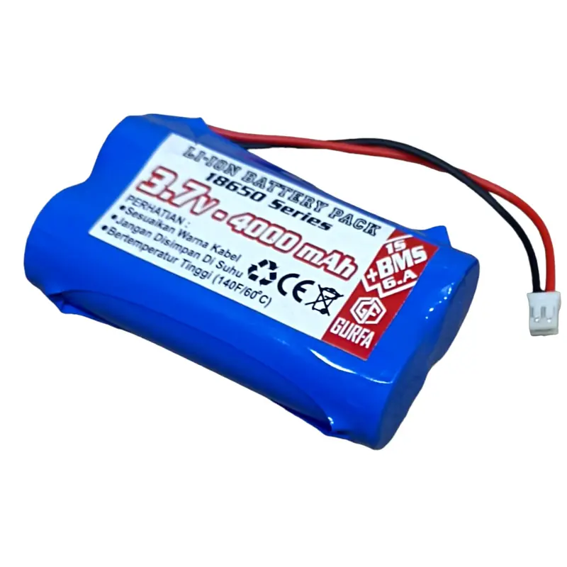 Baterai RC / Baterai Speaker & Alat Elektronik Lainnya 2X 18650 4000mAh 3,7V BMS 1S 6A  SOKET JST PH 2.0 2 PIN 3