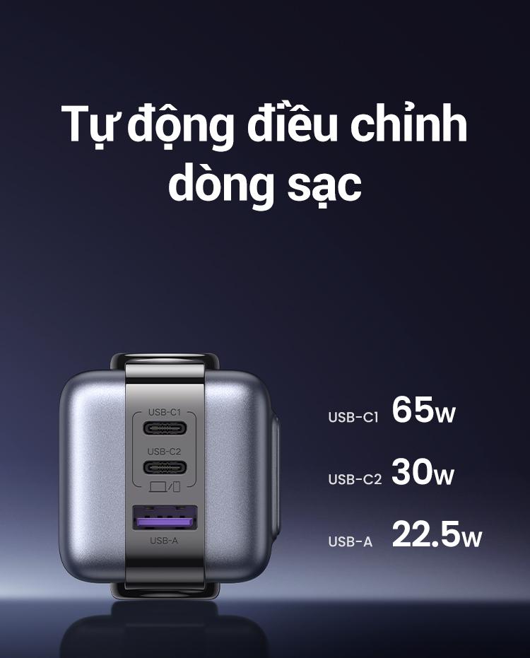 Product Introduction of UGREEN Bộ sạc nhanh Uno 65W 30W RoboGaN cho iPhone 16 15 14 13 Pro Max iPad Macbook Samsung Huawei,Charger 15570 9