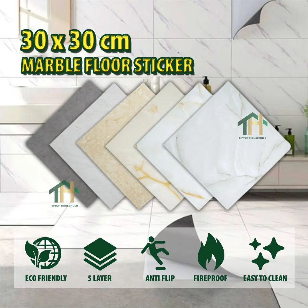 【KEDAI_JJ】30cm x 30cm Self Adhesive Marble Waterproof Marble PVC Striped Sticker Floor Decoration