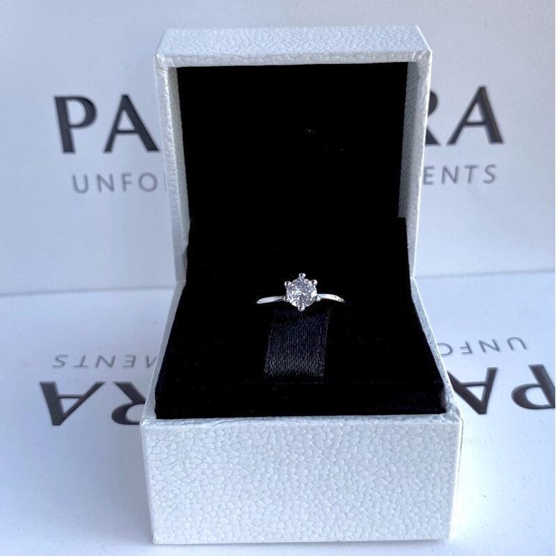 Cincin Janji, Zirkonia Kubik, Cincin Romantik, Dengan Kotak Janji, Sesuai untuk Perkahwinan dan Pertunangan, Untuk Wanita, Barang Kemas Perak 1