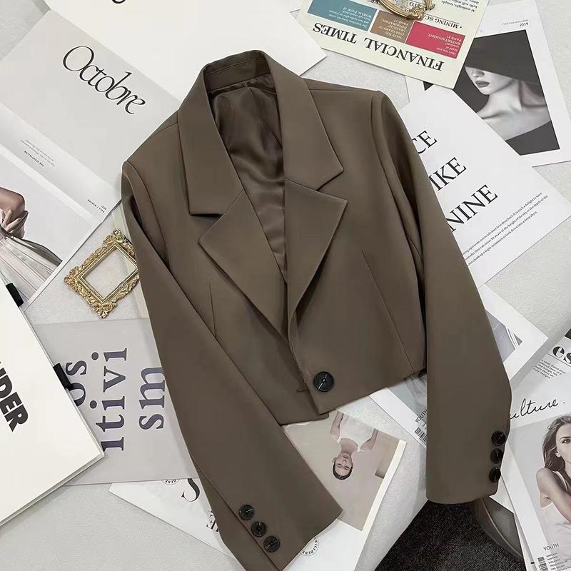 Áo Khoác Vest Cho Nữ, Ngắn, Bộ Sưu Tập Mùa Xuân Và Mùa Thu, Thiết Kế Thanh Lịch Và Mỏng Vừa Vặn, Cỡ Nhỏ Màu Đen, Thích Hợp Đi Chơi, Hàng Mới Về 1
