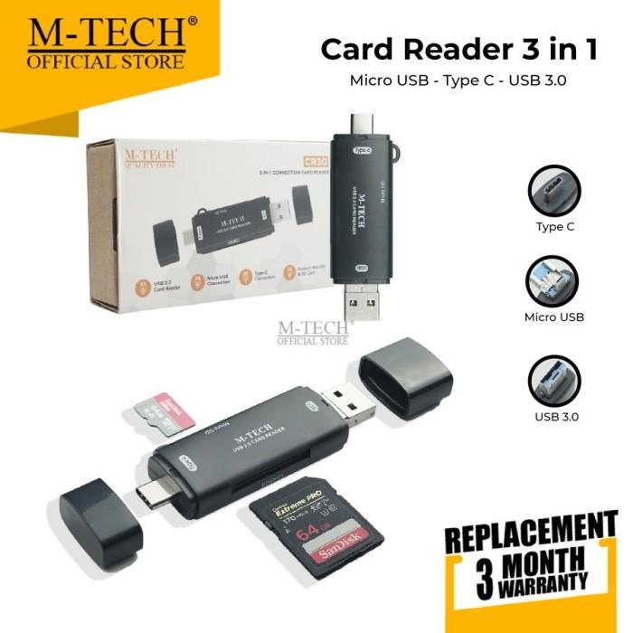 M-Tech CR30 USB TypeC Card Reader 3.0 MICRO USB 3IN1 SD CARD OTG Portable 4