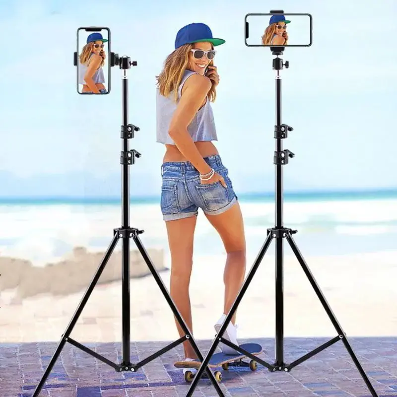 Paket selfie / Paket Tripod 2.1 Meter Bahan Besi Alumunium Stand HP Tripod HP & Kamera Holder Panjang Remote