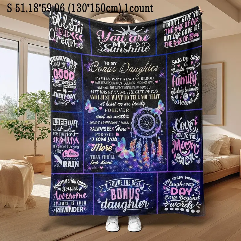 Letter & Butterfly Pattern Blanket, Soft Throw Blanket, Air-conditioned Room Blanket, Warm Nap Blanket for Home & Office & Travel 8