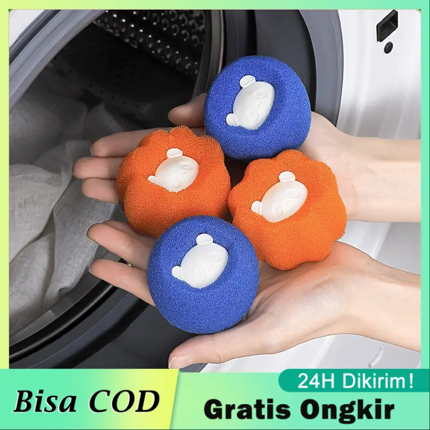 10Pcs Clean Washing BAll Bola Pembersih Penghilang Bulu Pakaian Untuk Mesin Cuci / Spons Filter Penghilang Bulu Rambut Pakaian