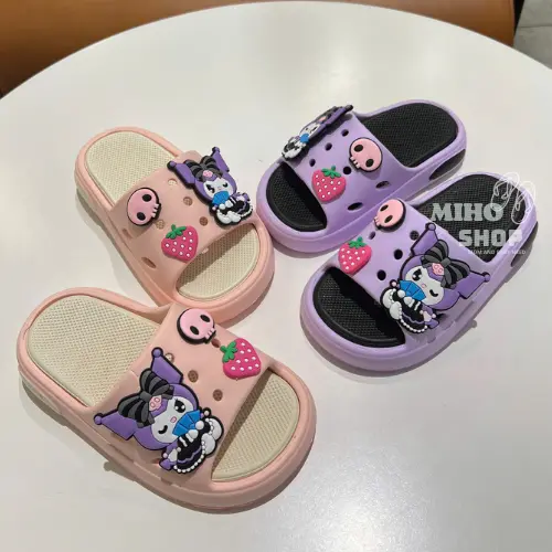 KUROMI (PHOM TO) Dép quai ngang đế 2 lớp KOROMI nhẹ mềm êm chân đáng yêu cho bé Mihoshop 6