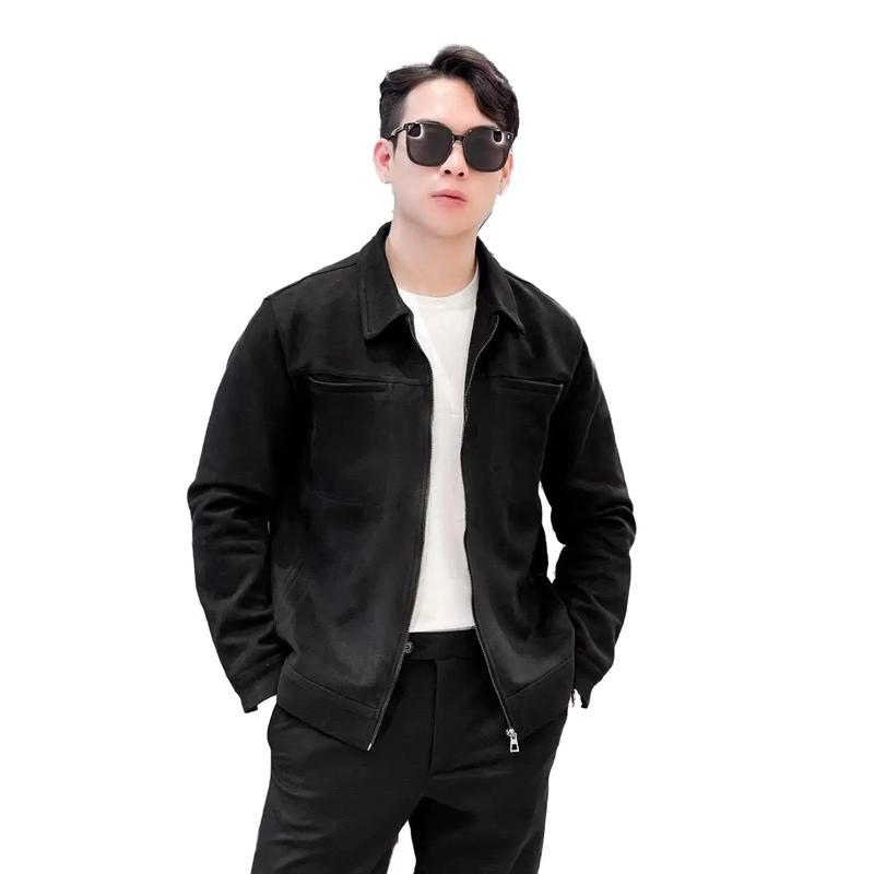 Áo khoác nam MIGDOMO da lộn khoá kéo Menswear Jacket Có Túi