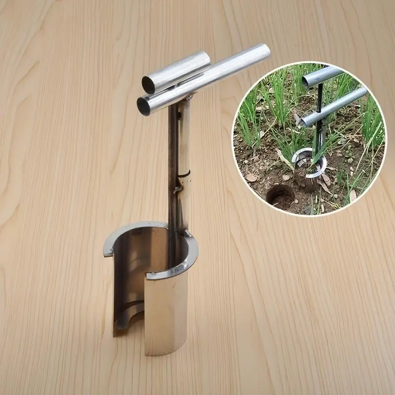 Stainless Steel Garden Transplanting Tool, Handheld Durable Manual Planter for Fruit Trees, Flowers, and Vegetable Seedlings 5