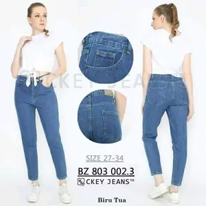 Ckey Celana Jeans Boyfriend / Boyfriend Jeans High Waist Dark Hitam