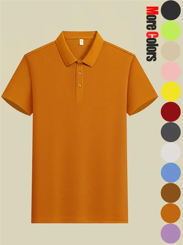Men's Solid Color Short Sleeve Polo Shirt, Casual Breathable Quick Drying Collared T-Shirt for Summer, Fashion Men's Top for Daily Wear, Tropical 2