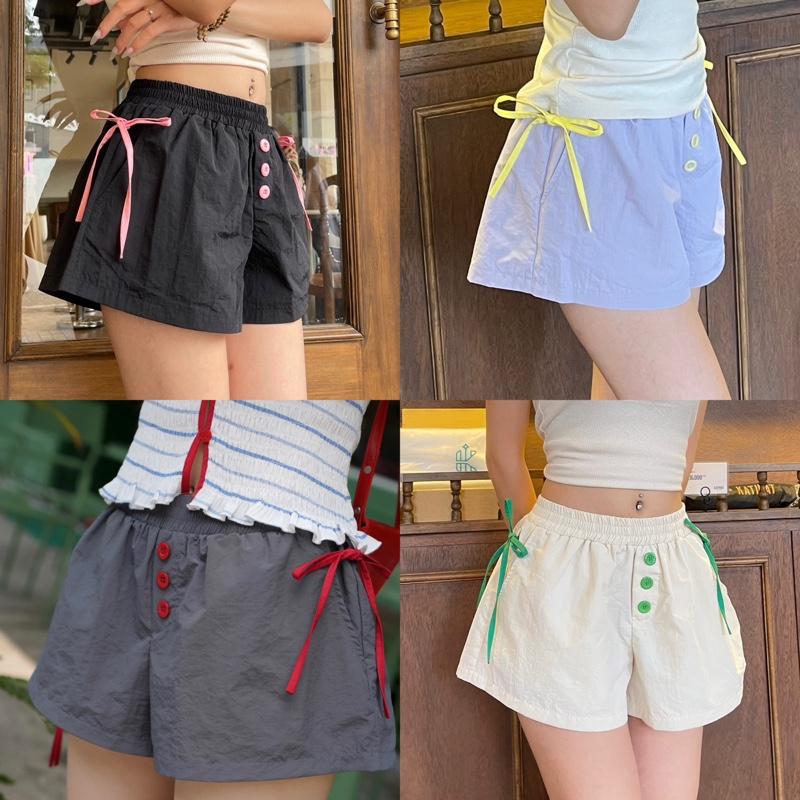 [ MUA 2 QUẦN TẶNG ÁO TUBE ] Chicky Short - Quần ngắn cạp trễ vải dù kèm nơ tháo rời - Paparoti.sg
