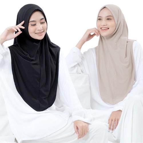 Bergo Hamidah Non Pet Jersey / Bergo Instan Malay Non Pad Daily Jersey Premium/Kerudung Jumbo Bergo Malay Ukuran L Nonpet Hamidah 1