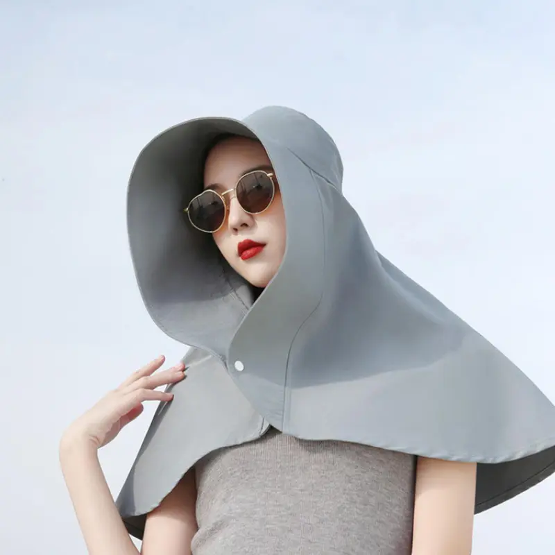 Mũ Chống Nắng Và Bảo Vệ Cổ Cho Bé Gái, Có Mái Hiên Lớn, Chống Tia UV, Mũ Áo Choàng Che Nắng Mở Rộng Hat Nón Women Cap 0